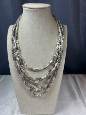 Chico’s Multi-Strand Silver Tone Statement Necklace